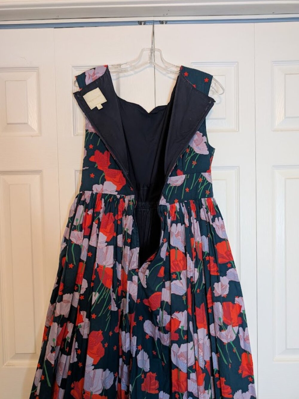 ModCloth Fit and Flare Floral Midi Dress in "Tulips" - Size Large - POCKETS! - Picture 7 of 7